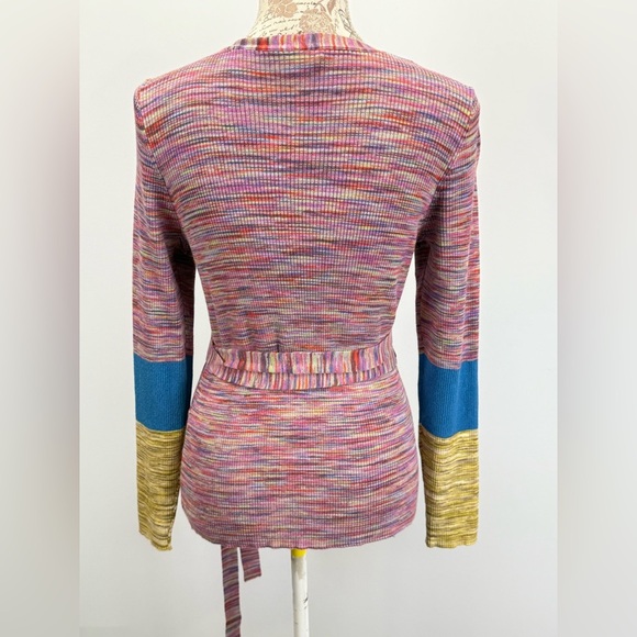 SUNDANCE  Multicolor V-Neck long sleeve wrap sweater size L - Picture 5 of 13